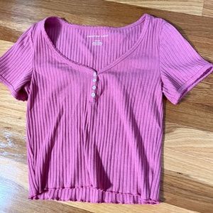 AE Striped Henley Baby Tee